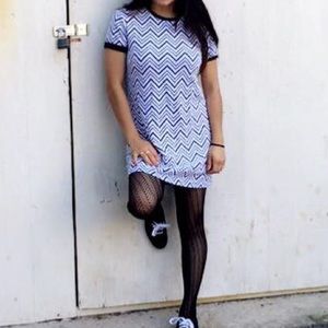 Black and white zig zag strip dress